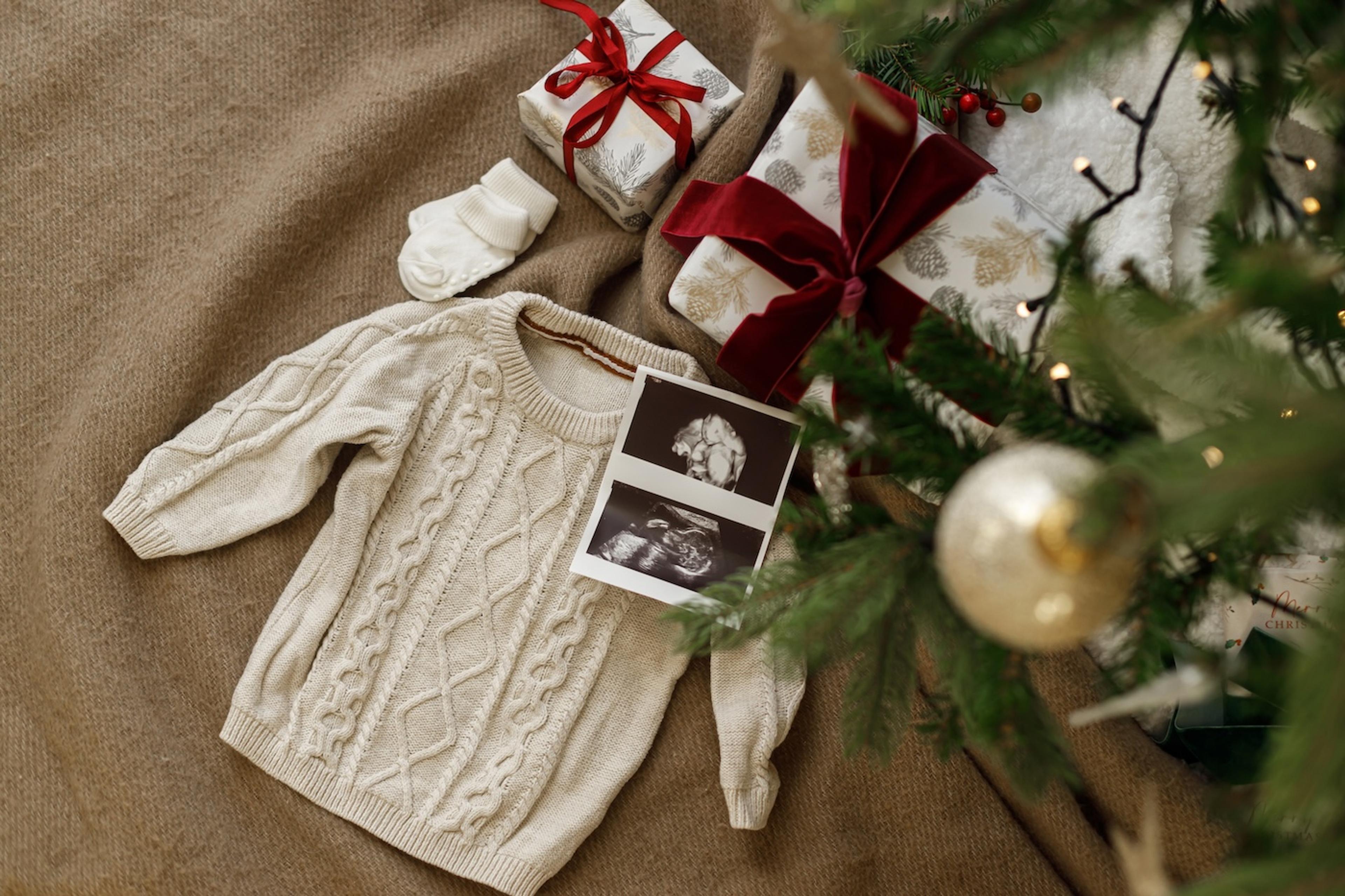 Neutral winter pregnancy announcement template