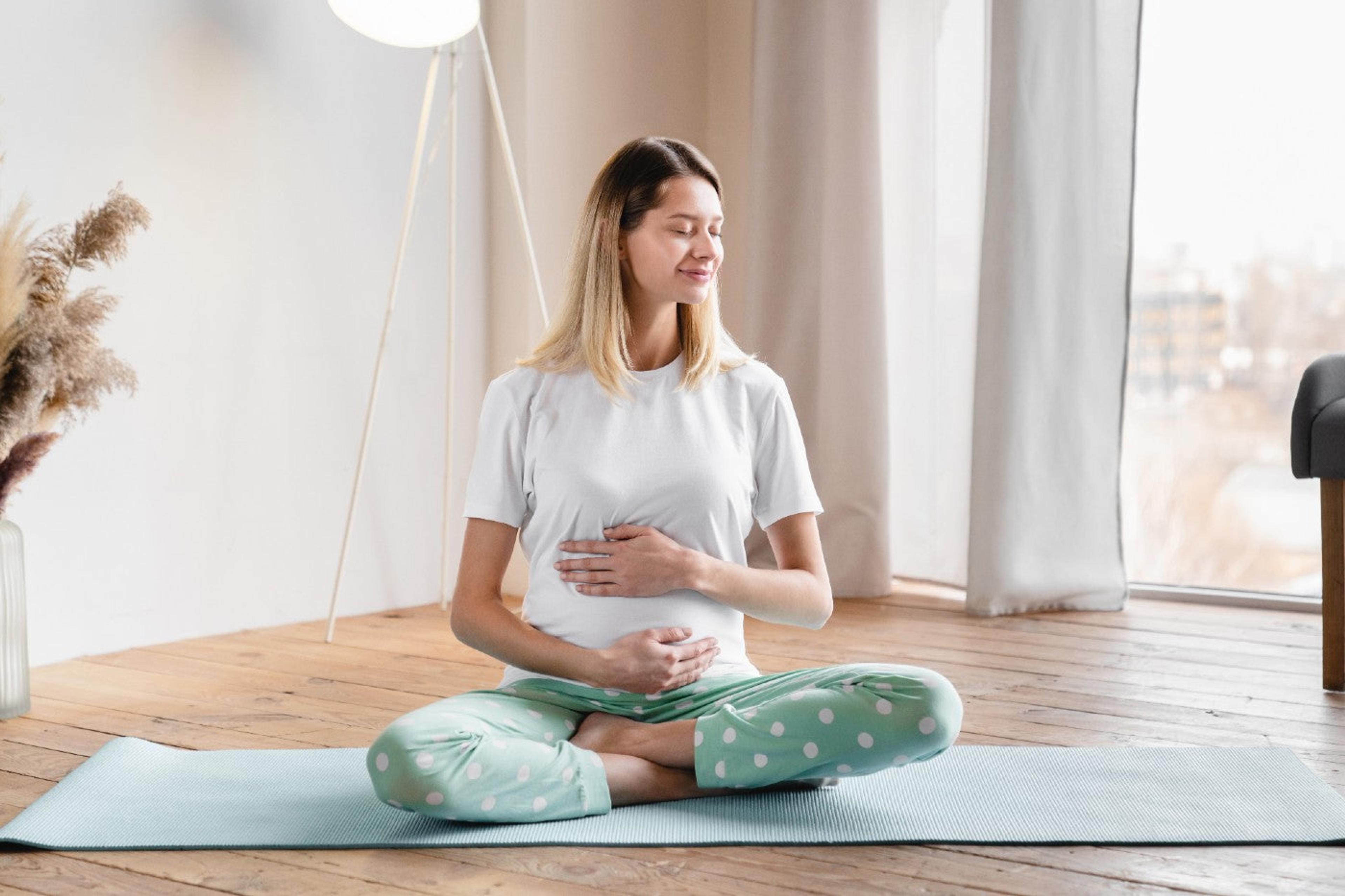 Pregnant woman meditating