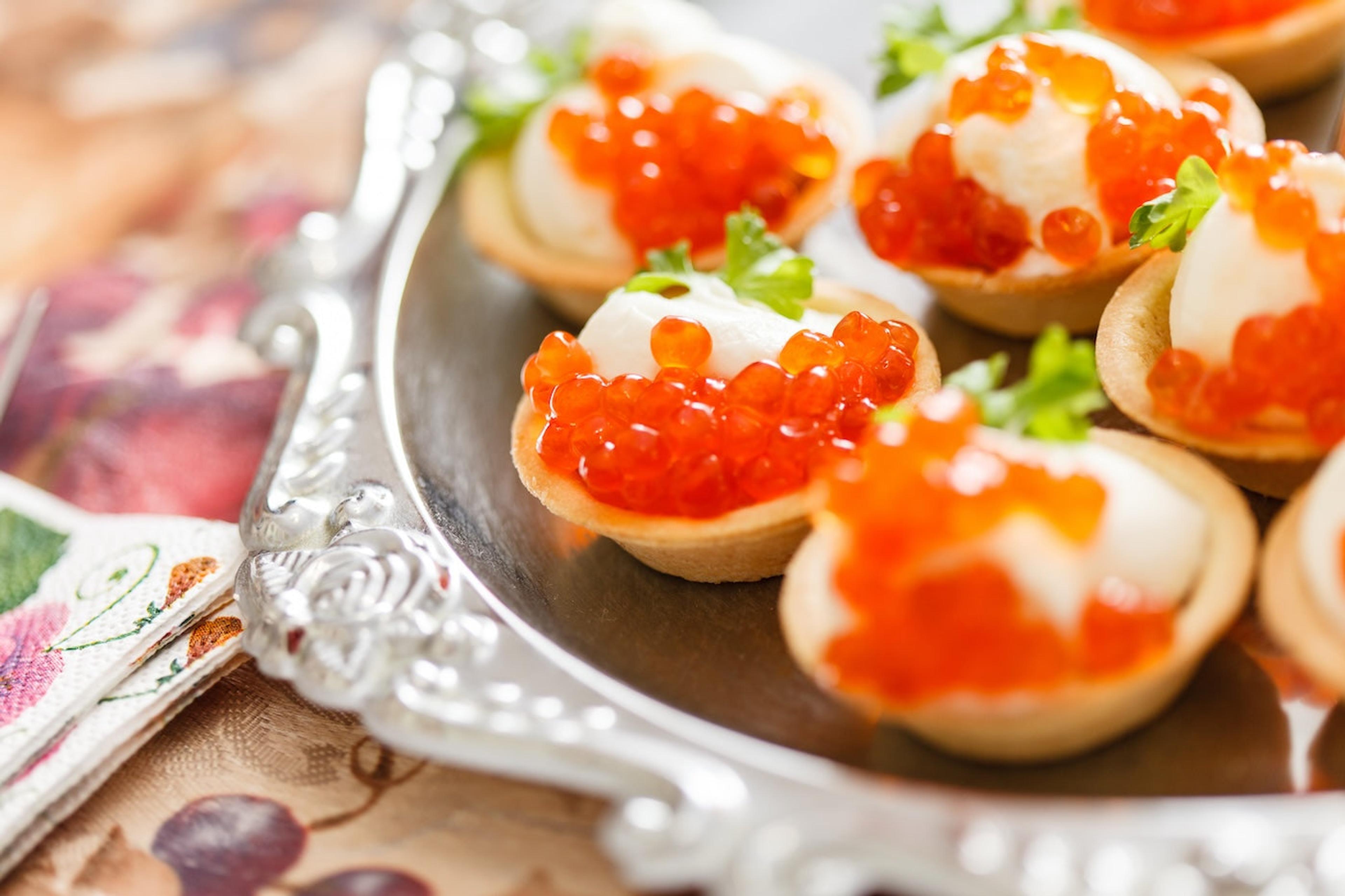 Salmon roe appetizers