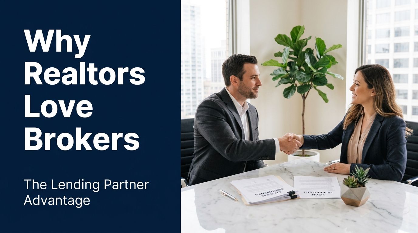 Why Realtors Love Brokers - professional handshake across closing documents in a modern office; Colt Lending blog hero image.
