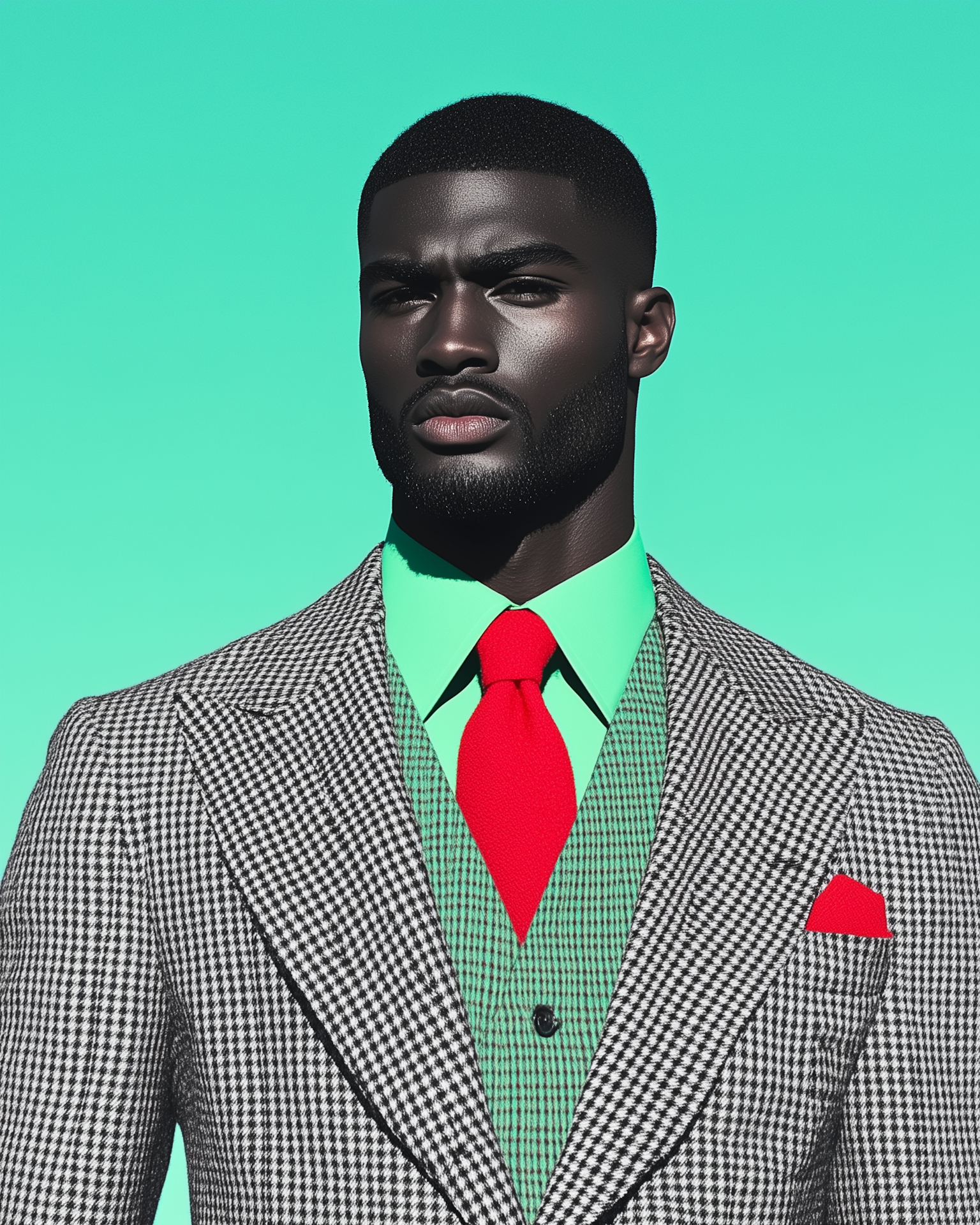 Portrait of William Brooks in a checked suit