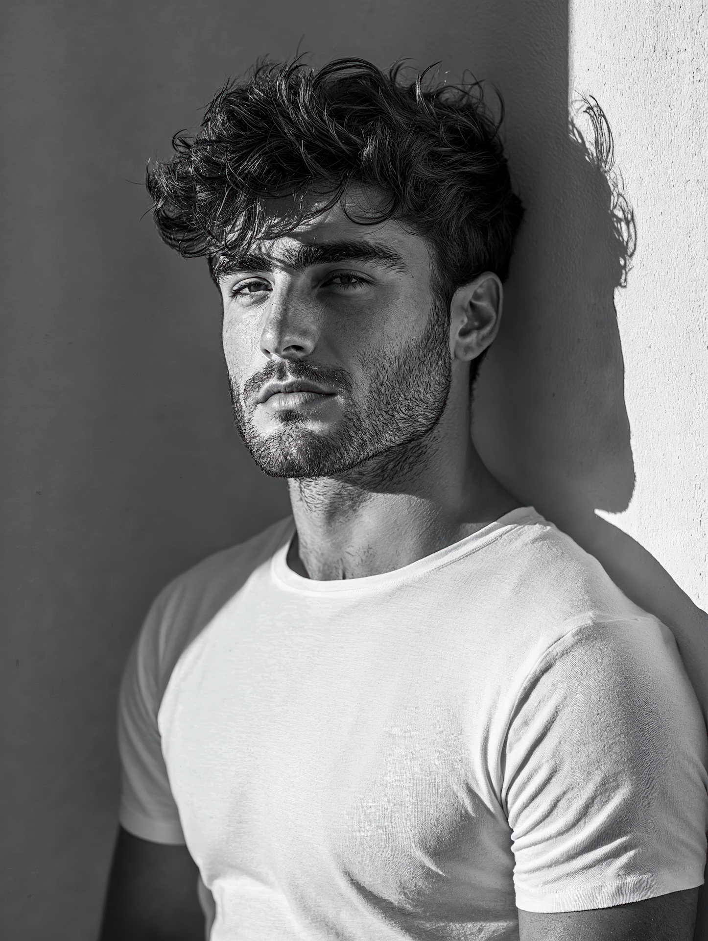 Black-and-white portrait of Ethan Clarke