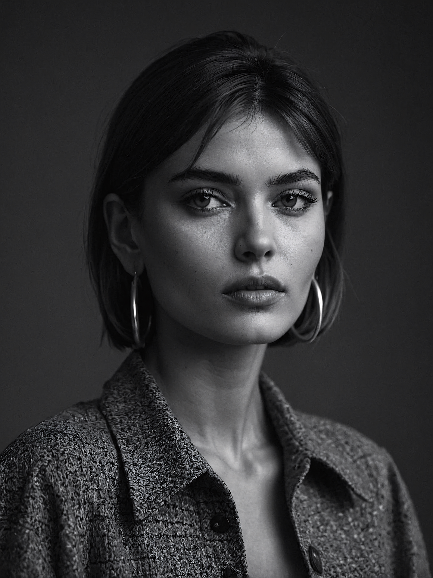 Black-and-white portrait of Sofia Marin
