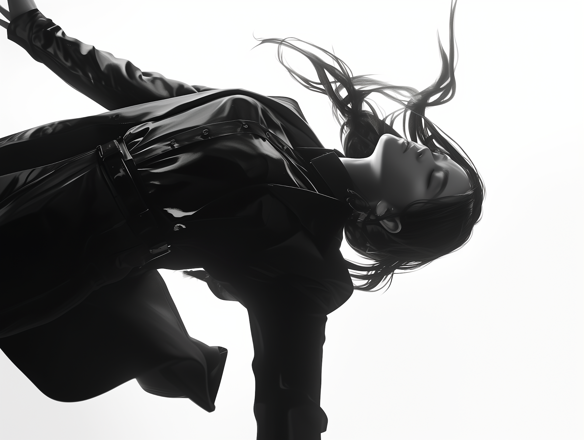Black and white photo of flowing hair