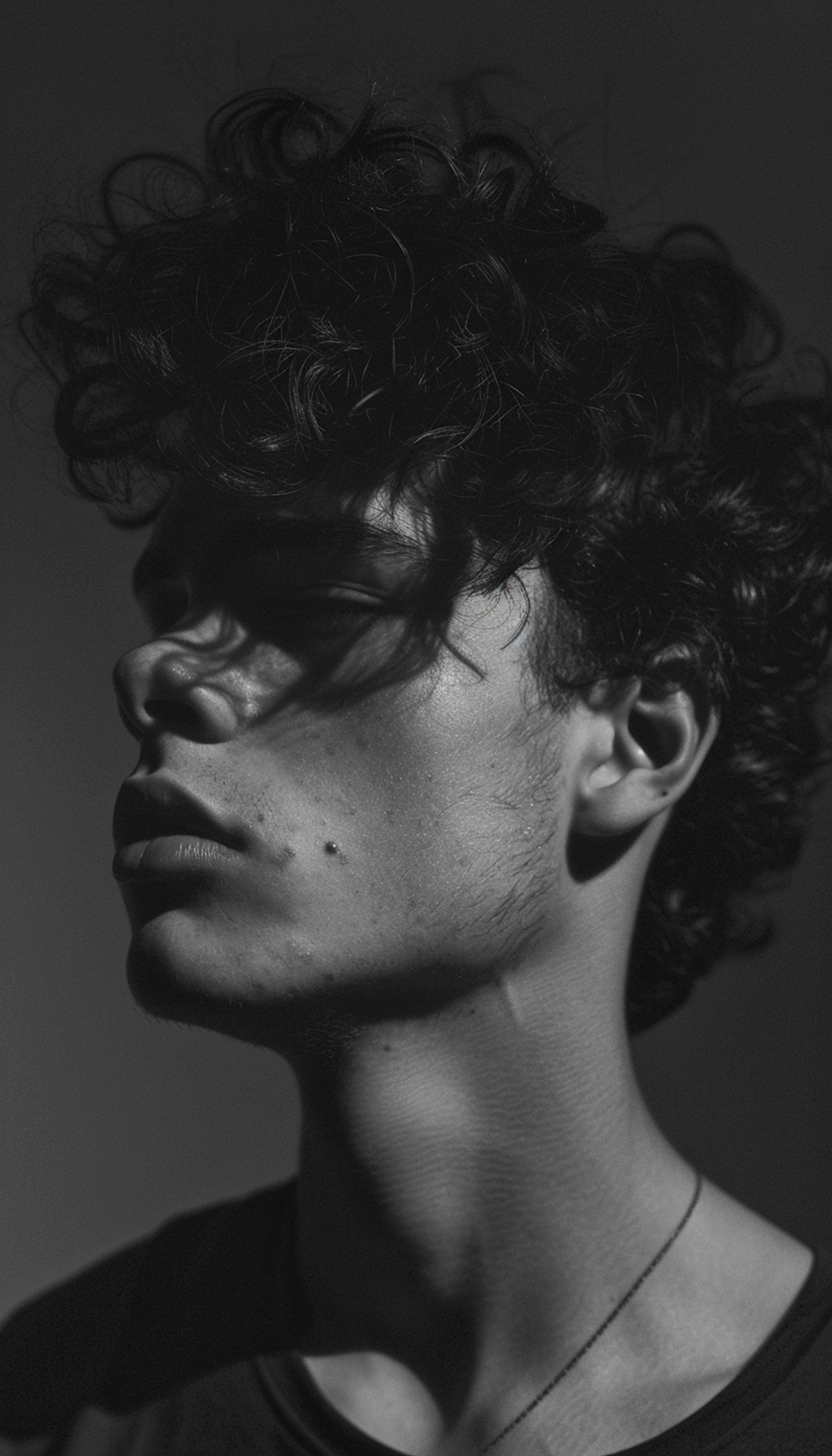 Black-and-white portrait of Noah Jensen