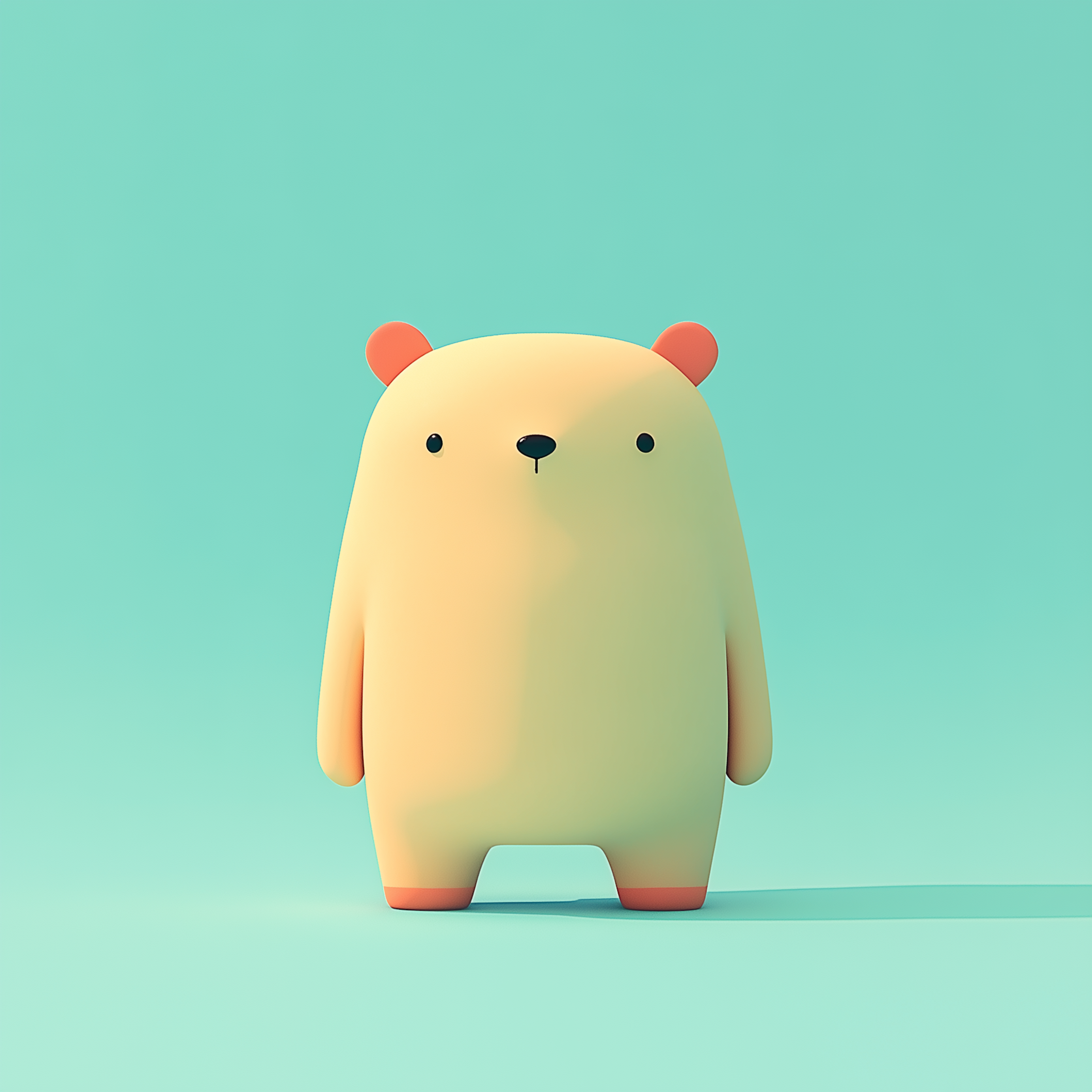 Soft yellow bear figure on a mint background
