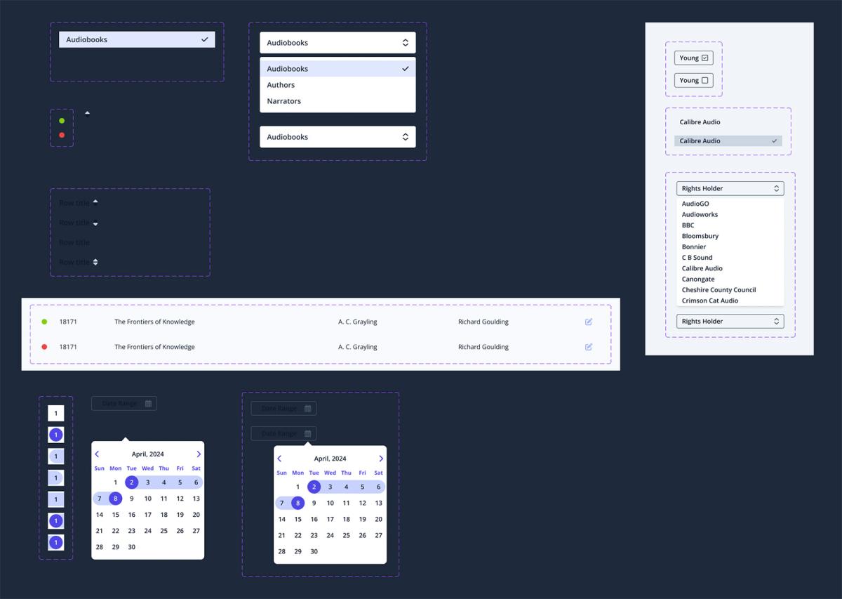 A screenshot of some of the UI design that went into the Catmin system.