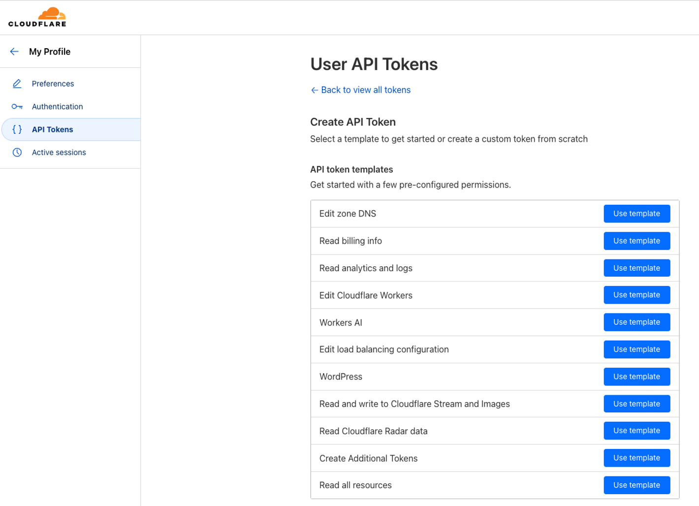 Cloudflare API token