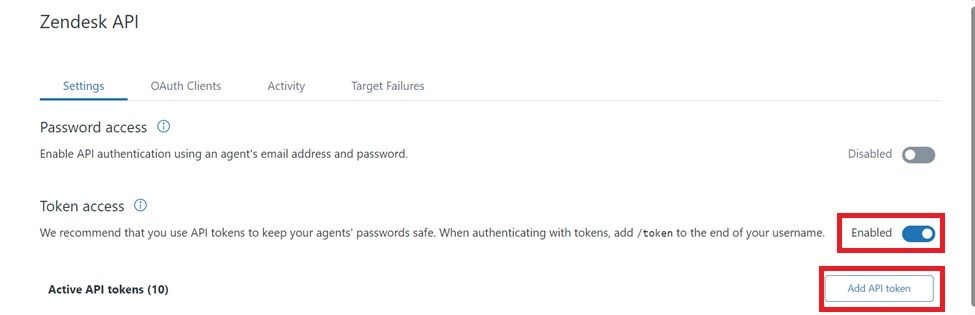 Zendesk API add token
