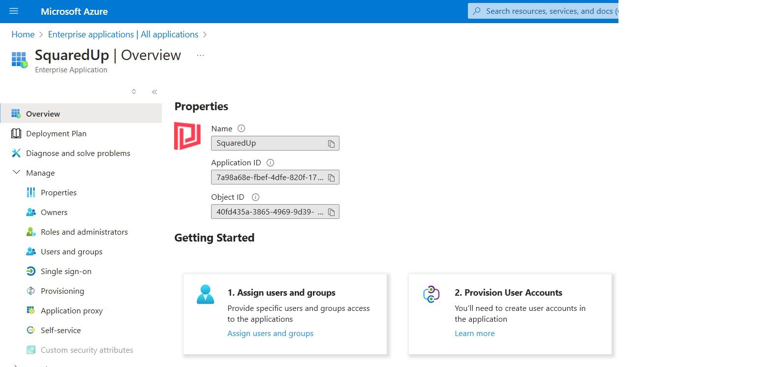 SquaredUp Enterprise app in Azure