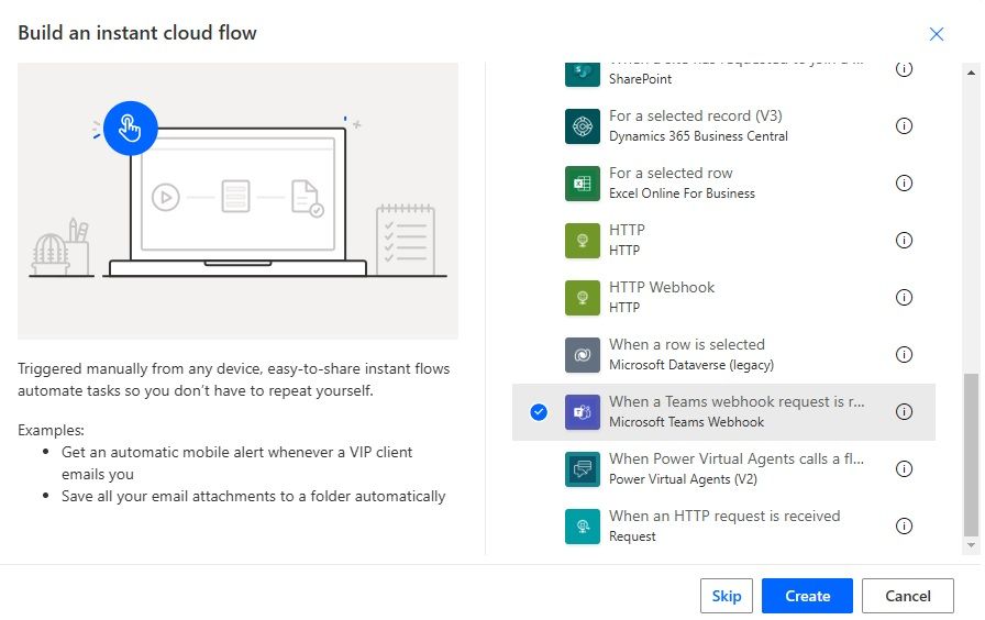 Power automate flow config