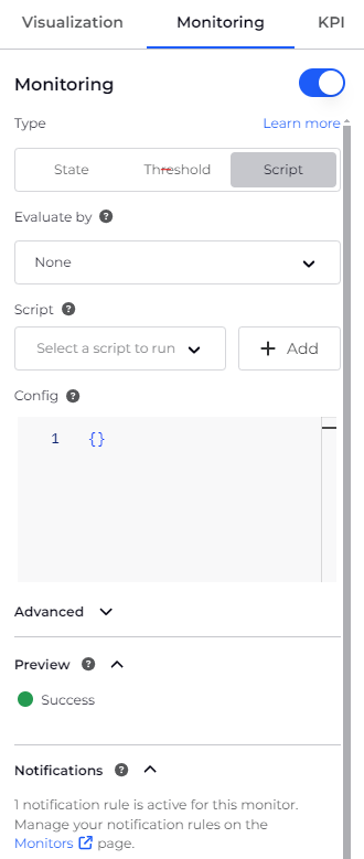 Monitoring settings panel