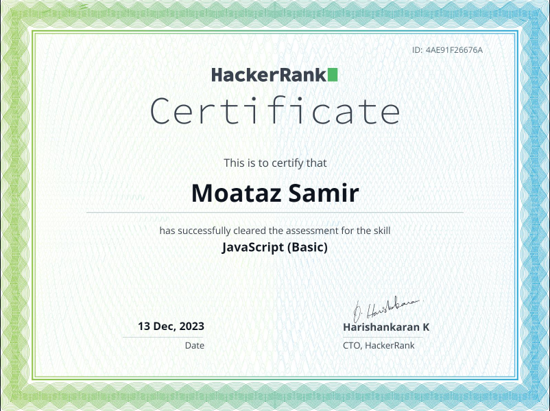 JavaScript (Basic) Certificate