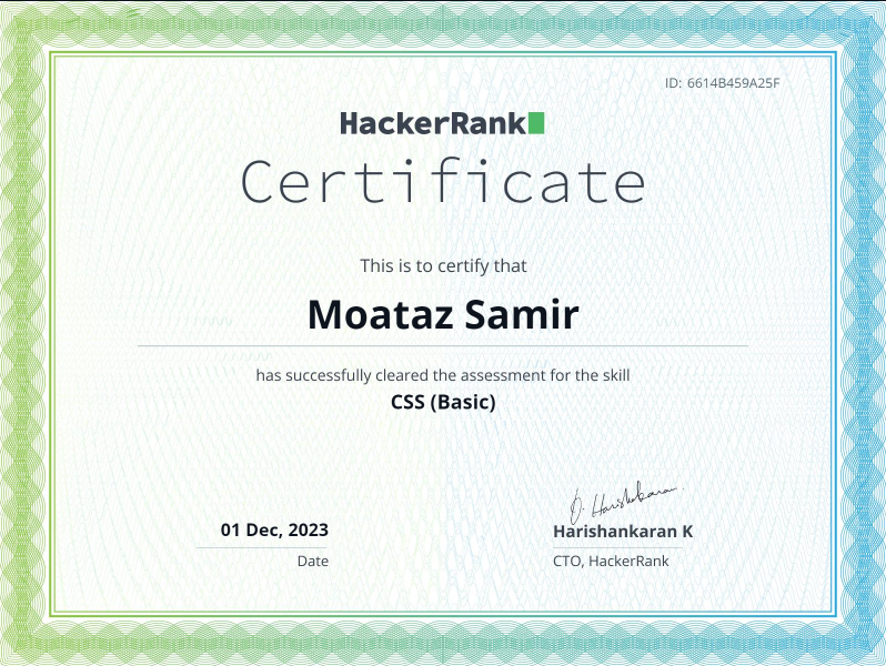 HackerRank CSS Certificate