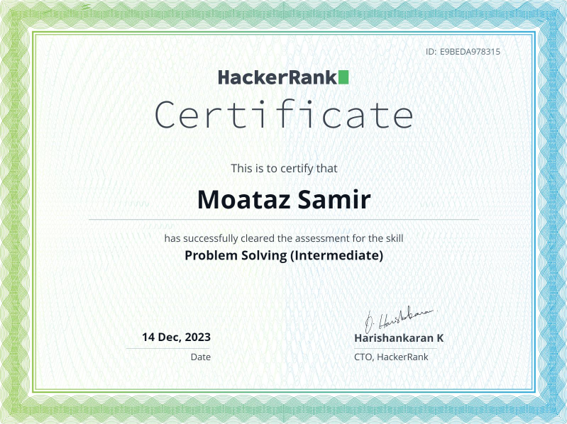 Problem Solving (Intermediate) Certificate