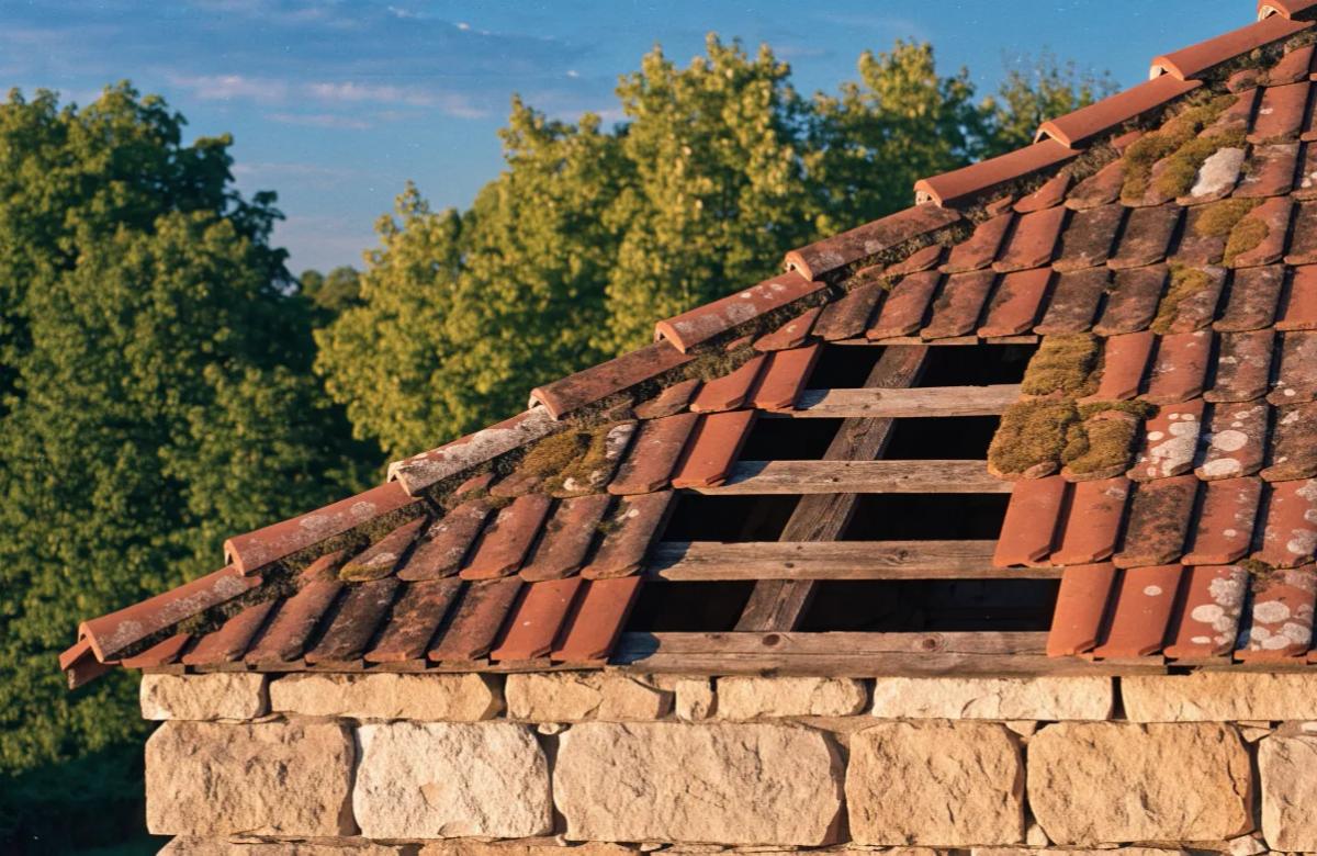 Toiture ancienne dégradée, tuiles manquantes et charpente apparente : le poste de travaux à ne pas sous-estimer