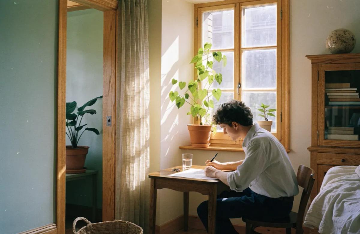 Jeune locataire signant son bail dans son premier appartement