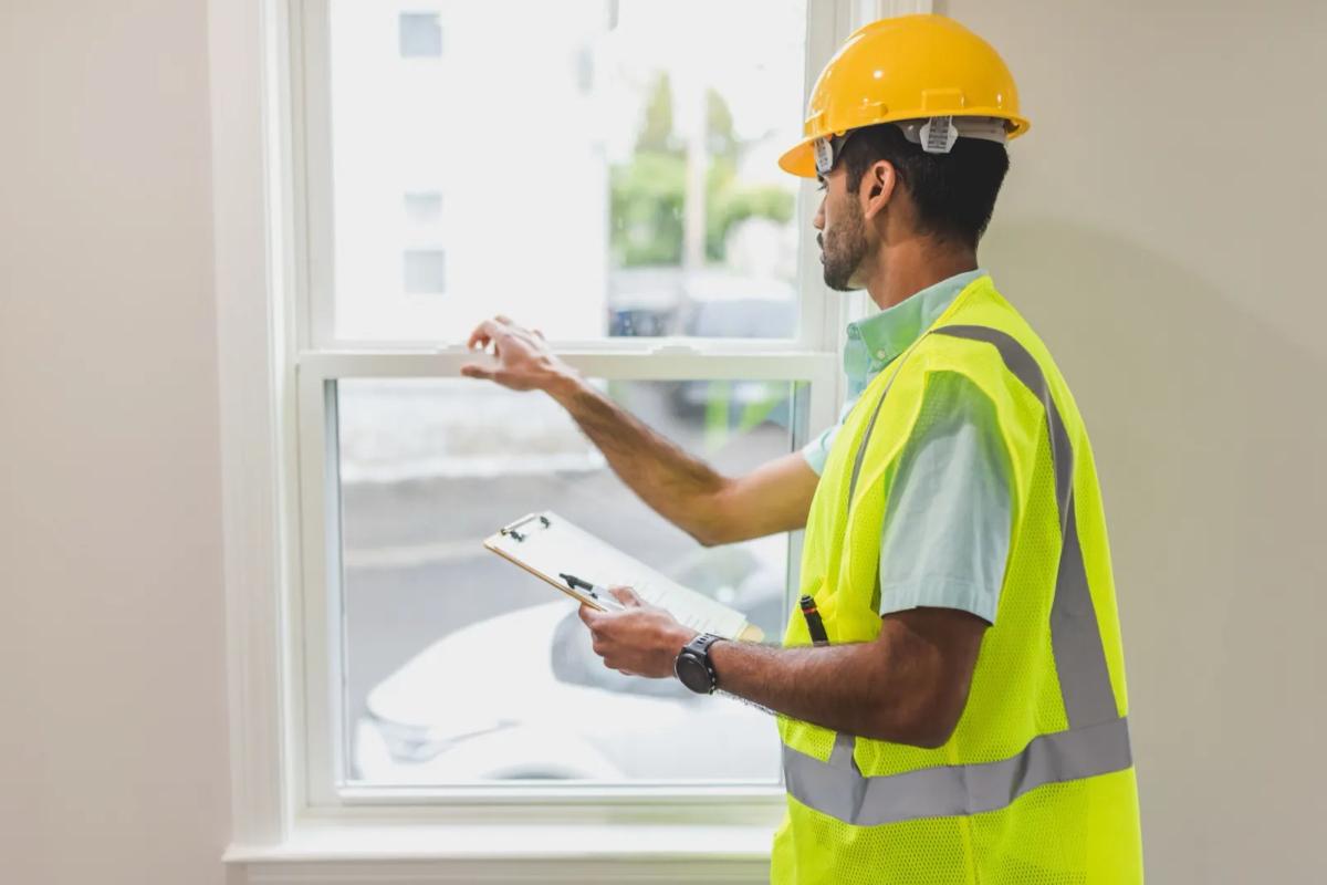Diagnostiqueur inspectant les parties communes d'un immeuble en copropriété lors d'un DPE collectif