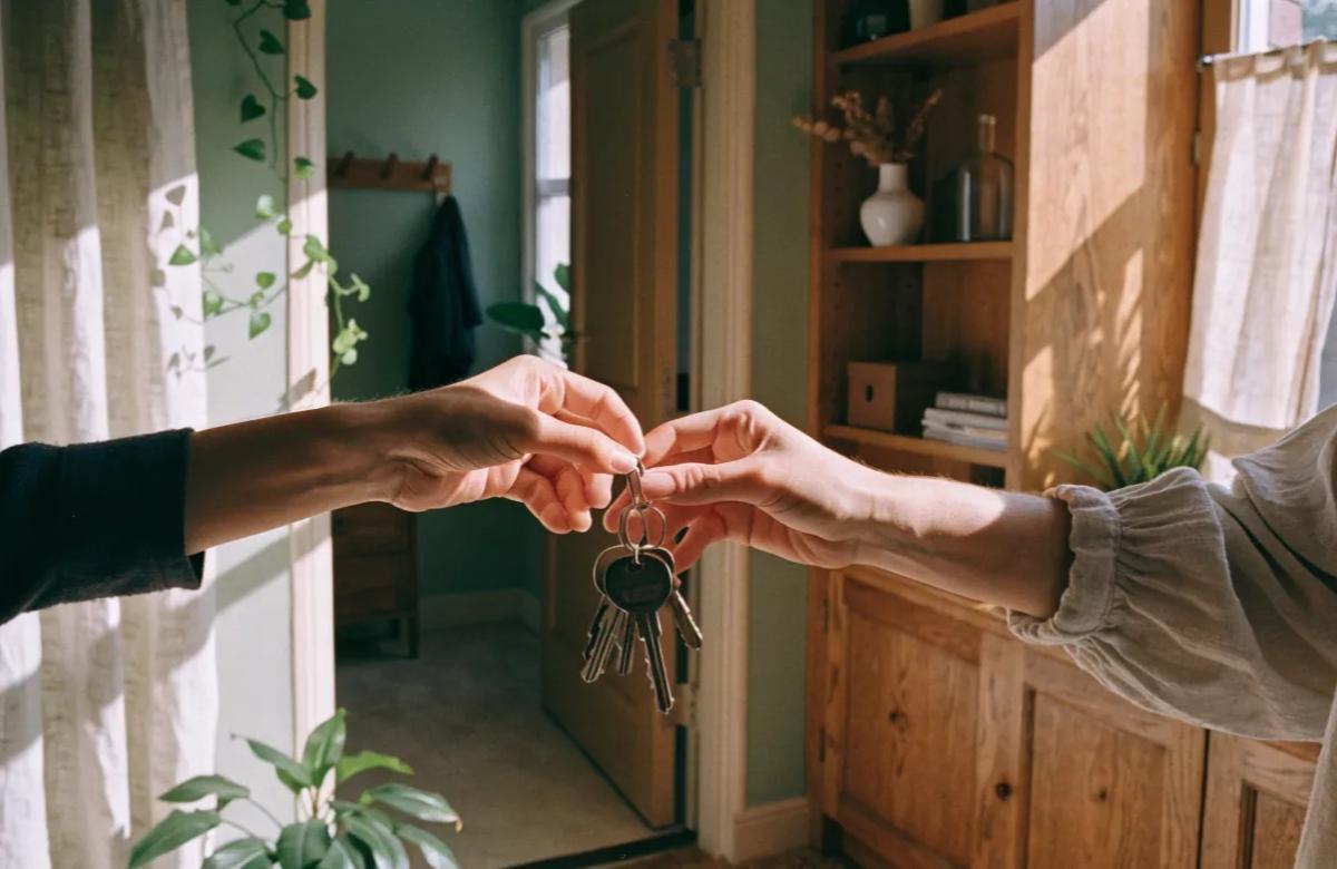Remise des clés d'un appartement entre propriétaire et locataire