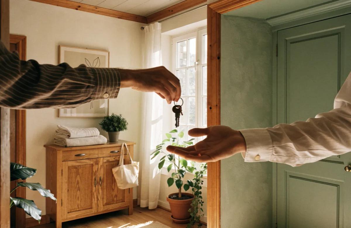 Locataire remettant les clés de son logement à son propriétaire