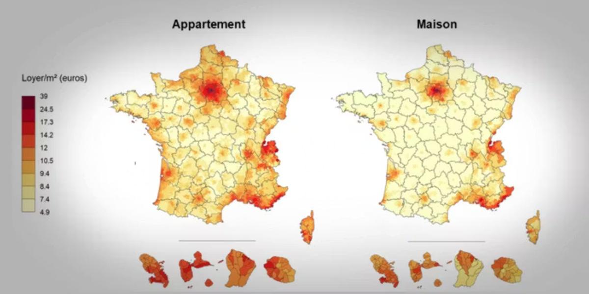Carte des critères de fixation du loyer : surface, localisation et prestations d'une maison