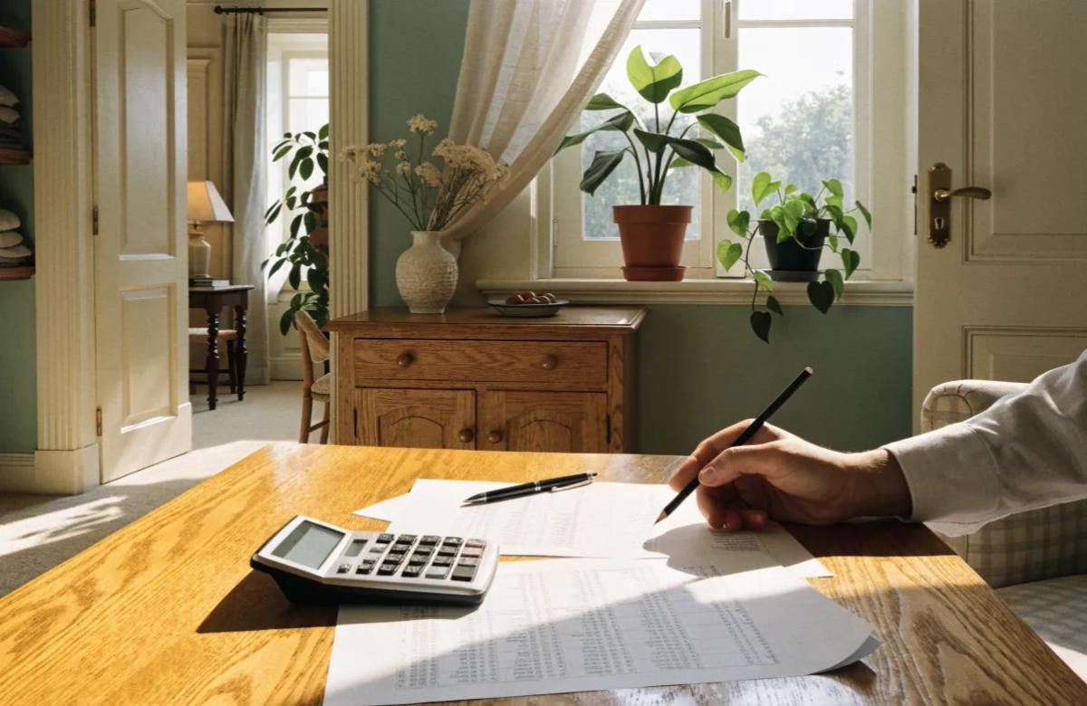Calculatrice et documents financiers pour estimer la rentabilité d'un immeuble de rapport