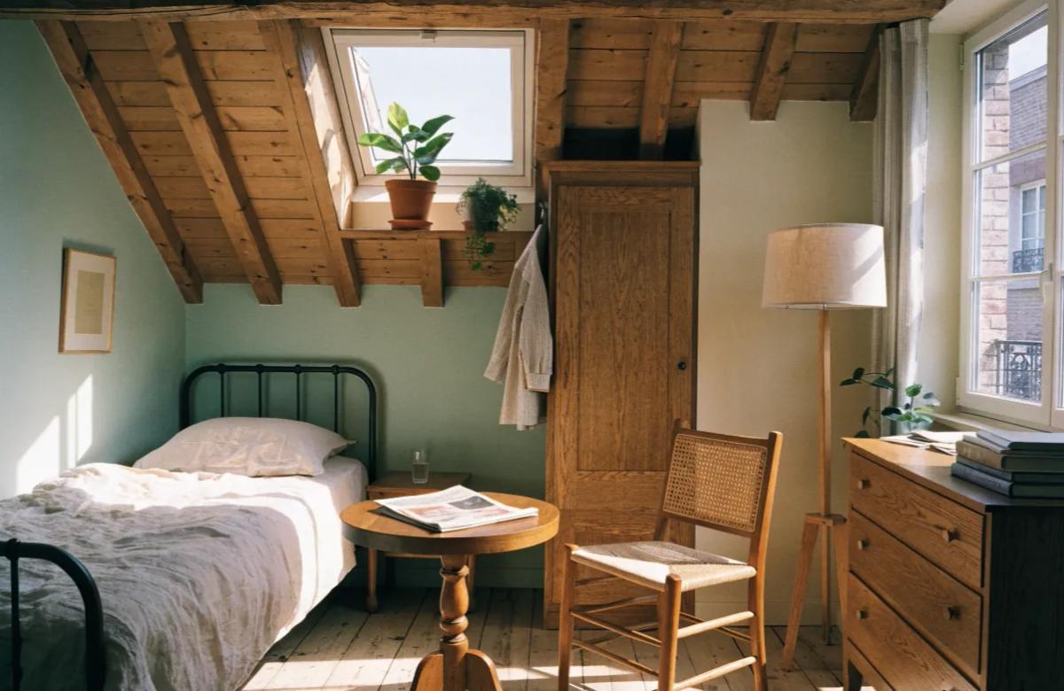 Schéma d'un appartement mansardé illustrant les surfaces incluses et exclues du calcul loi Boutin