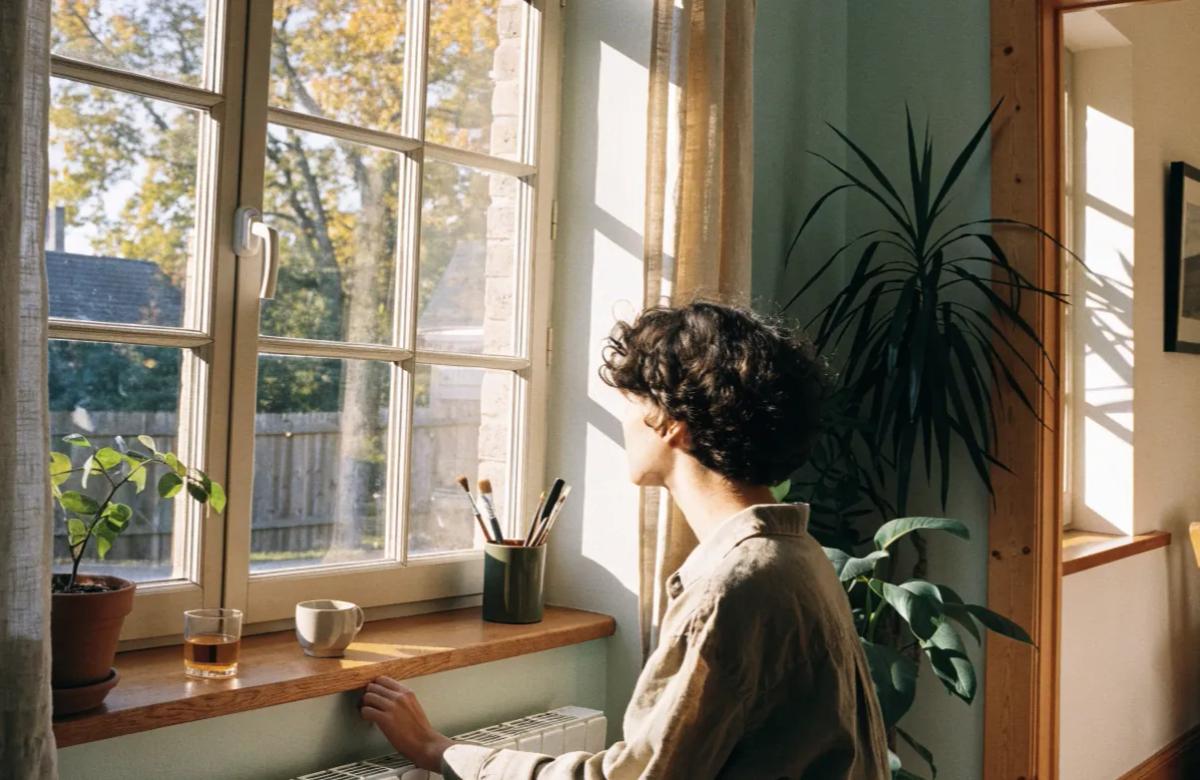 Radiateur collectif dans un appartement en automne