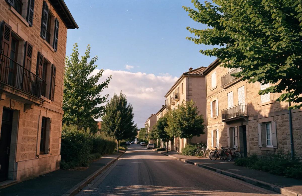 Petits immeubles d'habitation dans une rue résidentielle de première couronne