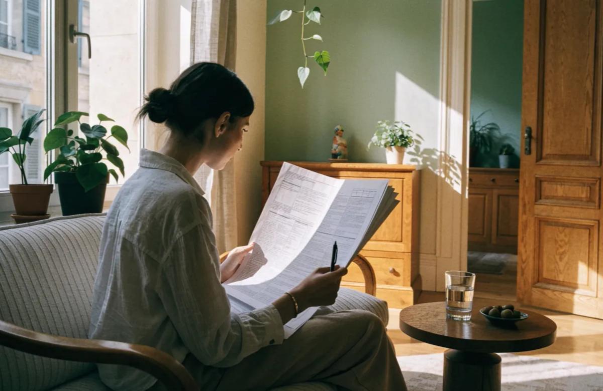 Personne examinant un contrat de location pour identifier les signataires