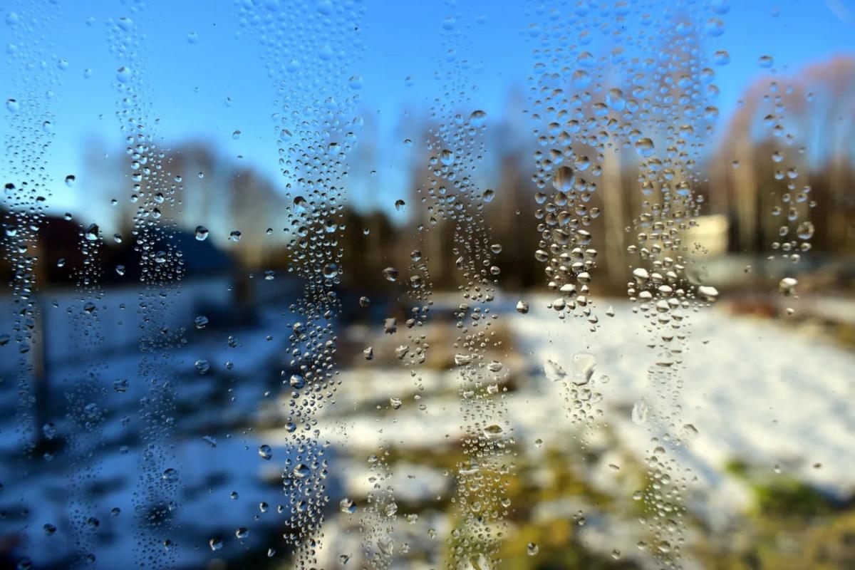 Fenêtre couverte de condensation dans un logement mal isolé