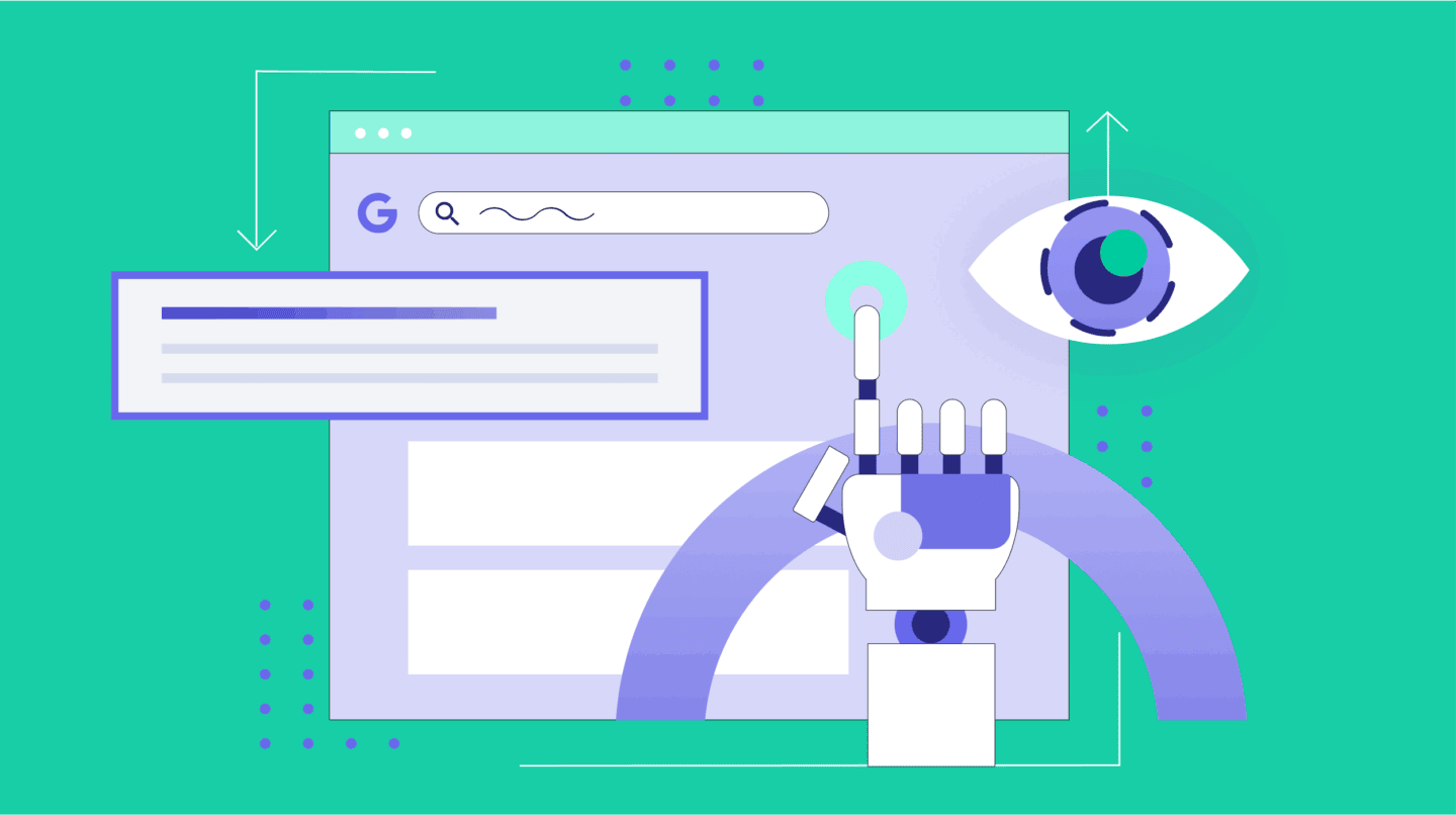 Illustration of AI-assisted web search and page results