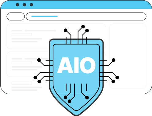 AI optimisation shield illustration within a web page