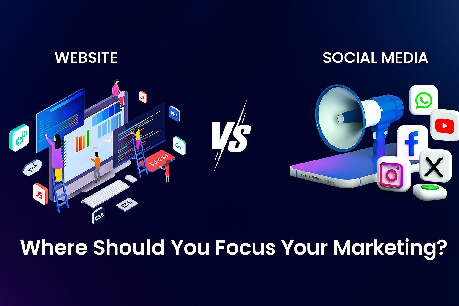 Website and social media marketing comparison graphic