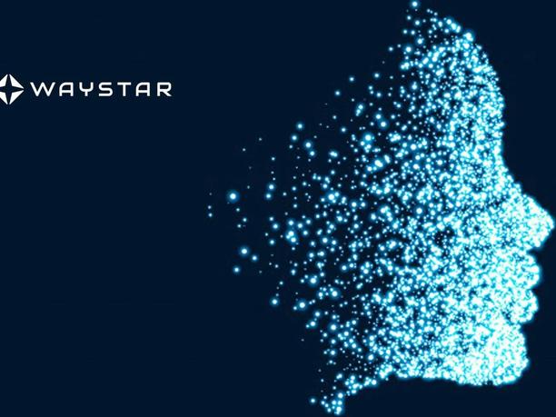 A digital illustration of a human profile made up of glowing blue particles, with the "WAYSTAR" logo.