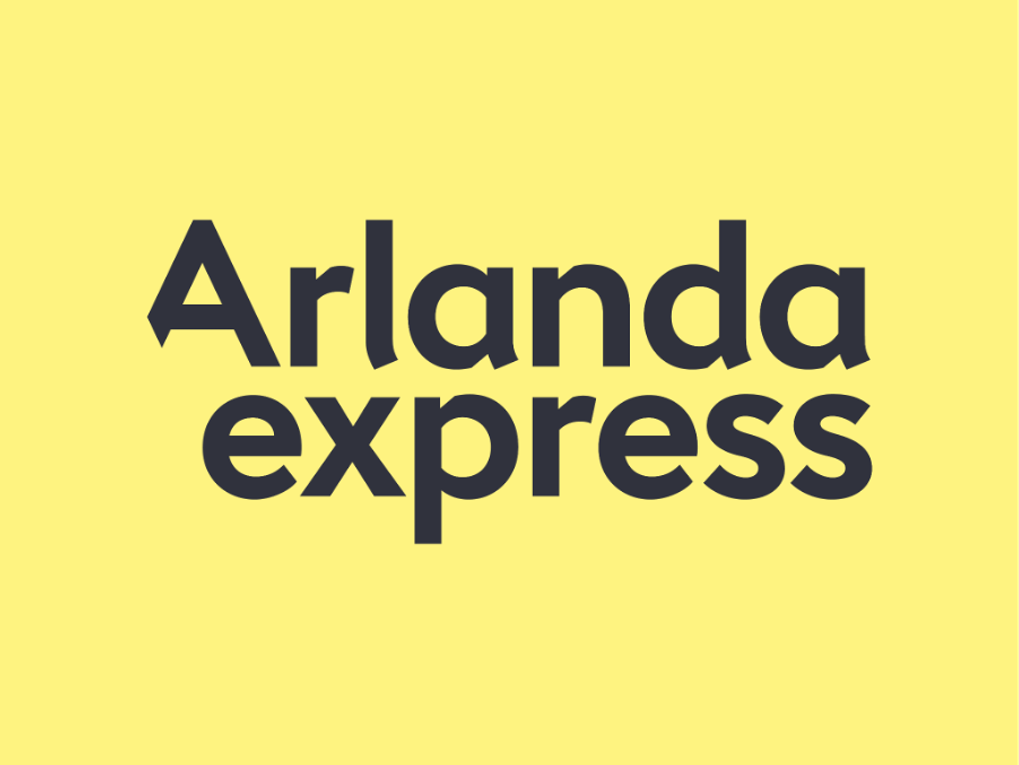 Arlanda express logo with a yellow background