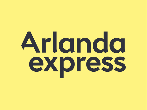Arlanda express logo with a yellow background