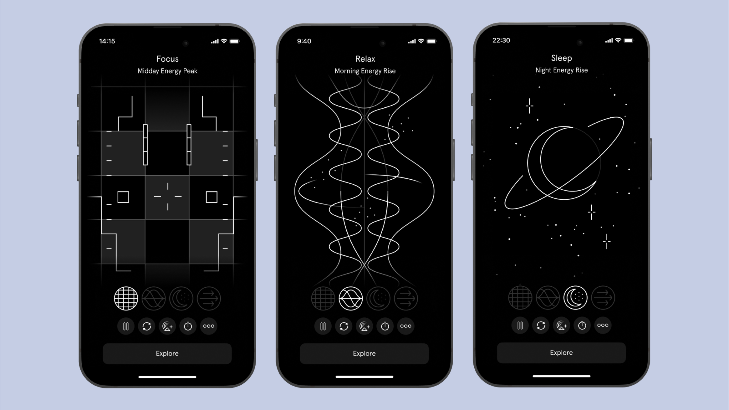 Sleep apps are depicted on a series of phone screens.