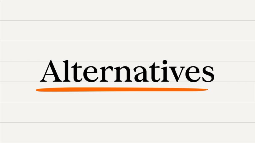 The word Alternatives in black with an orange line underneath.