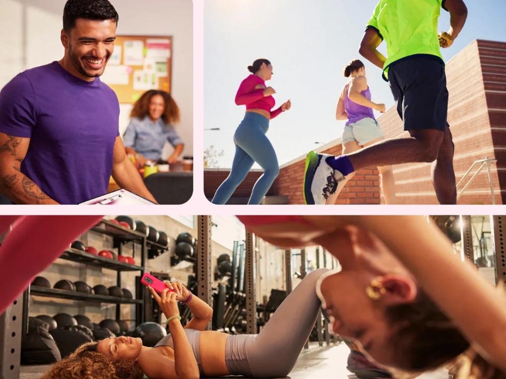 A collage of fitness activities.