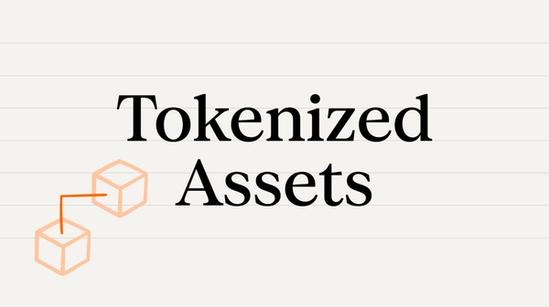 Text reading 'Tokenized Assets' with two linked cube icons representing blockchain or digital tokens.
