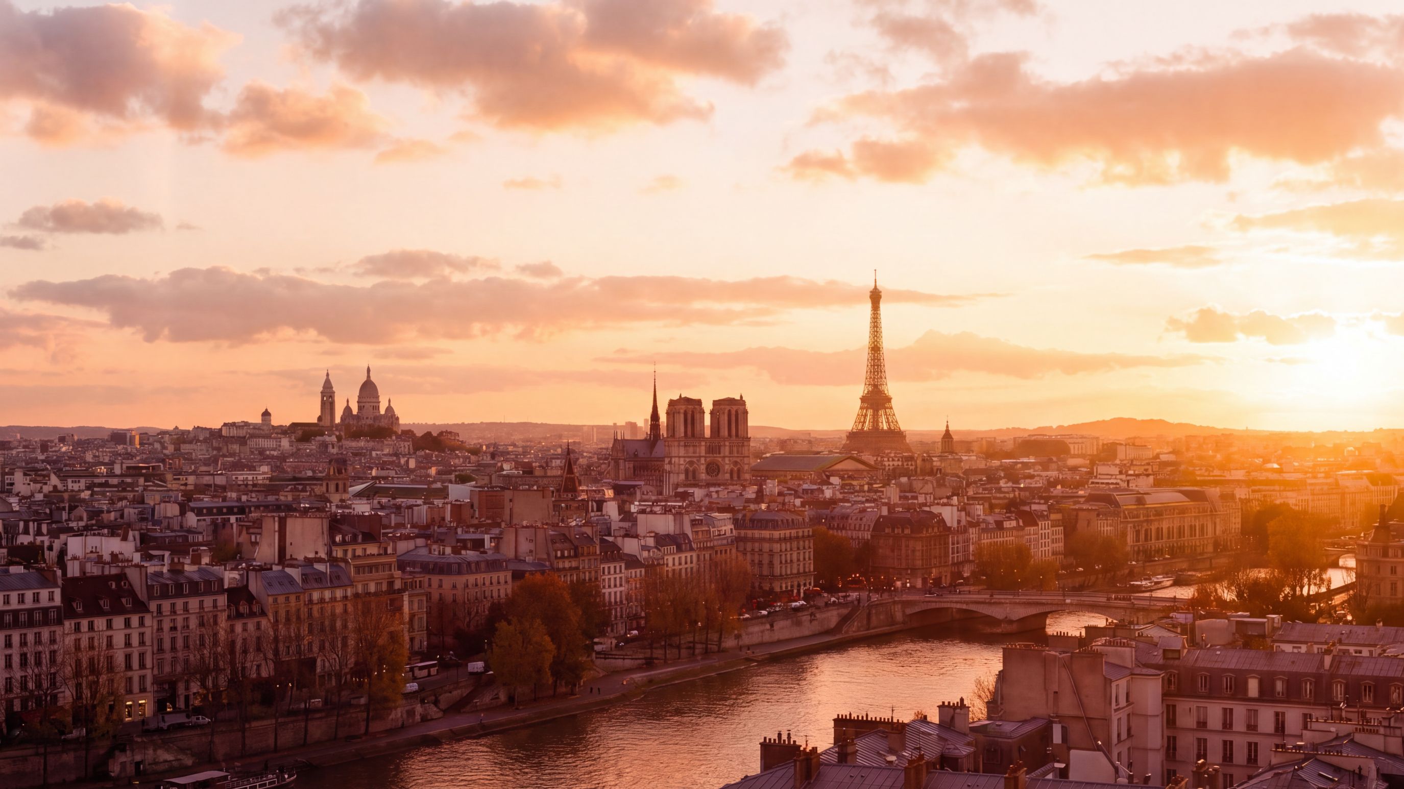 The skyline over Paris with the Eiffel-tower in the background. 