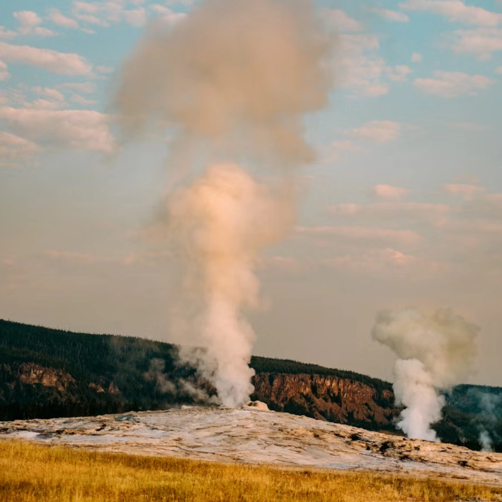 Steam rising from in a natural landscape