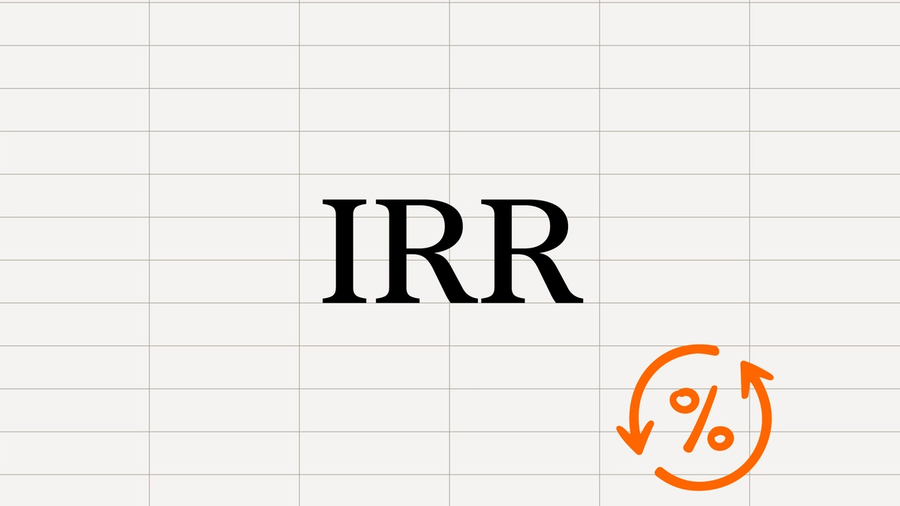 Illustration with "IRR" in the middle, and a percentage sign with two arrows wrapping it.