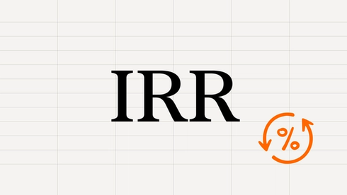 Illustration with "IRR" in the middle, and a percentage sign with two arrows wrapping it.