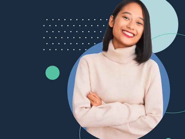 A smiling woman with dark hair.