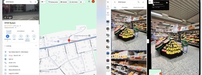 Kart og bilde av butikk