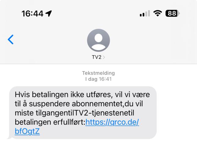 Eksempel på SMS