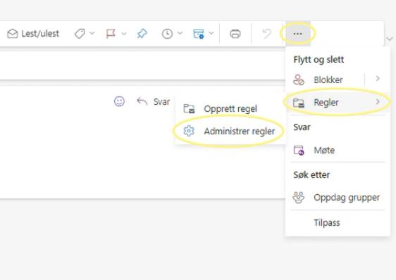 Skjermbilde fra outlook
