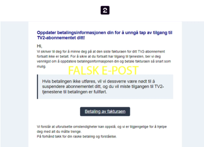 Skjermbilde av e-post.